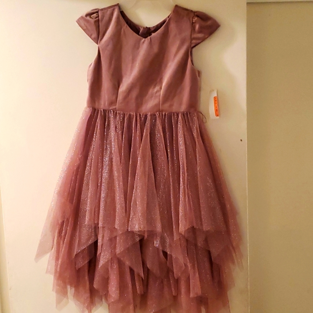 Girls rose-colored lace dress